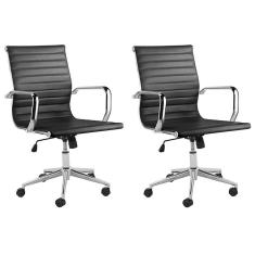 Conjunto com 2 Cadeiras de Escritório Sevilha I Preto