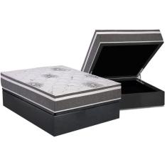 Conjunto Box Baú Casal Colchão Espuma Polar D33 Pérola Premium + Base Crc Suede Gray (138x188)
