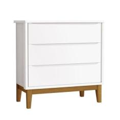 Cômoda Gaveteiro Infantil New Classic Branco Com Pés Madeira  Reller -