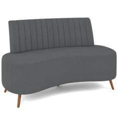Sofá Chaise Living 2 Lugares 135cm Para Sala Cayman K01 Bouclê Cinza -
