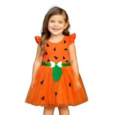 Conjunto Infantil Fantasia Menina Laranja Festa Tam 1 ao 14 - anjo da 