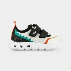 Tênis Infantil Bibi Energy Baby 2.0 Branco com Preto de Dino-Masculino