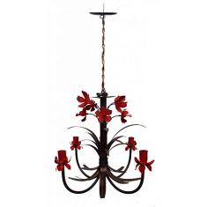 Lustre para Decoração Sala de Jantar Artesanal com Lirios Coloridos