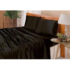 Jogo De Lençol Solteiro Cetim Seda Preto 3 Peças - Confecções Elba