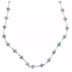 Colar Cordão Olho Turco Grego Azul Claro Folheado 18k - Milena Folhead