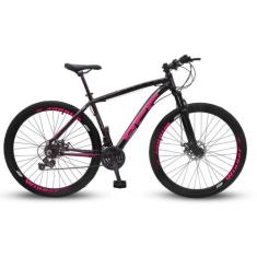 Bicicleta Aro 29 Off Alumínio Disco Suspensão Preto/Pink Tamanho:17 - 