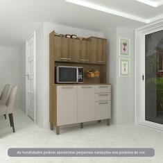 Cozinha Compacta 6 Portas E 2 Gavetas Com Tampo Luciane Móveis Carvalho Avelã Cinnamon