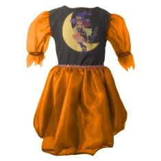 Fantasia Bruxinha Janjan Colorida Infantil Halloween Tamanho P