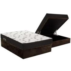Cama Box Baú Casal: Colchão Espuma Ortobom D45 Ligh Saúde Ortopillow +
