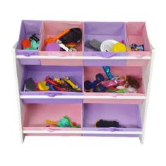 Organizador de brinquedos infantil organibox rosa e lilás