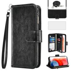 Asuwish Capa de celular para Moto G Play 2021 carteira com protetor de tela alça transversal flip zíper suporte para cartão de crédito suporte Motorola GPlay2021 6.5 XT2093DL XT2093-7 mulheres meninas