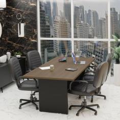 Mesa De Reunião Para Escritório 2mx1m Tampo 40mm Netmobil, Nogal