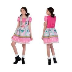 Fantasia Vestido De Festa Junina Infantil Caipirinha Rosa - Global Fan