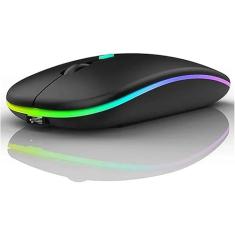 Mouse Sem Fio Wireless Recarregável RGB Gamer 1600dpi (Preto
