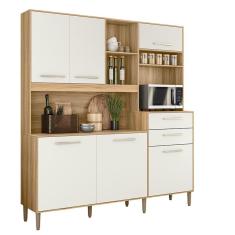 Armario Cozinha 6 Portas e 2 Gavetas Salsa Avela/Off White Cristal