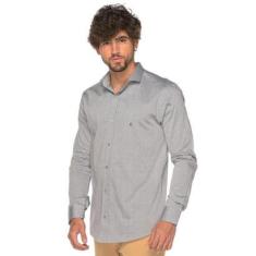 Camisa Social Manga Longa Slim Algodão Trabalhado Moderna-Masculino