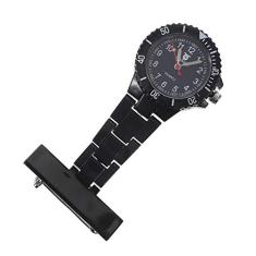 Hemobllo Relógio de enfermeira com clipe para pendurar, relógios de lapela para enfermeiros médicos, preto, Preto, 7.5x4 cm