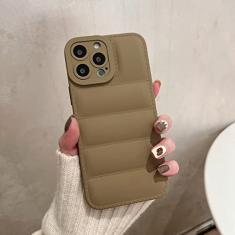 Capa de silicone com jaqueta macia para iPhone 11 12 13 14 Pro Max XS X XR 7 8 Plus à prova de choque Candy Bumper Back Cover, cáqui, para iPhone XS