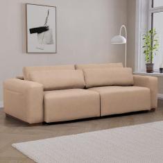 Sofá Essence Retrátil 4 Lugares 240cm Tecido Pet Friendly CabeCasa MadeiraMadeira Bege