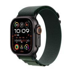 Apple Watch Ultra 2 GPS + Cellular • Caixa preta de titânio – 49 mm • Pulseira loop Alpina verde-escura – M
