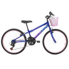Bicicleta Aro 24 para Menina Infantil Wendy 18V Com Cestinha