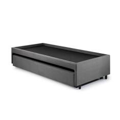 Bicama Box Para Dois Colchões Solteiro Suede Cinza