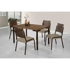 Mesa De Jantar Kansas Com 4 Cadeiras Aço Nobre Marrom