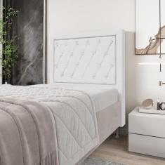 Cabeceira Centaurus 90 Para Cama De Solteiro Couro Branco Aradecor