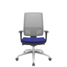 Cadeira Office Brizza Tela Cinza Assento Aero Azul Autocompensador Bas