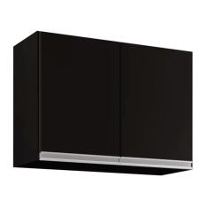 Armário Aéreo De Cozinha 02 Portas Eva Preto 80cm