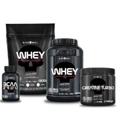 COMBO WHEY 2X + BCAA + CREATINA - BLACK SKULL-Unissex