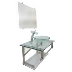 Gabinete de Vidro 60cm para Banheiro Cuba Redonda - Estônia Inox