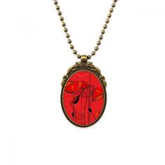 DIYthinker Colar antigo com pingente de contas vintage de milho com arte abstrata de flores vermelhas