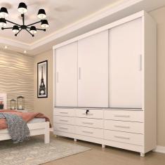 Guarda Roupa Casal 3 Portas 9 Gavetas Chicago Tcil Móveis Neve