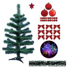 Árvore De Natal Verde 60Cm Decorada Com Enfeites Pisca 220V