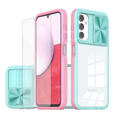 Asuwish Capa de telefone para Samsung Galaxy A14 5G com película protetora de tela de vidro temperado e capa para câmera Slide 360 Proteção total Slim Clear Bumper Cell Accessories A 14 2023 14A