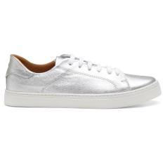 Tenis Feminino Metalizado Cadarço Bico Redondo Casual-Feminino