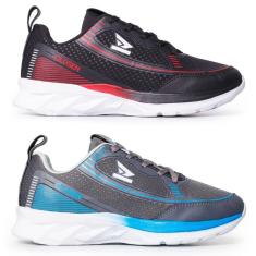 kit 2 tenis masculino infantil leve corrida academia conforto 34-43-Unissex