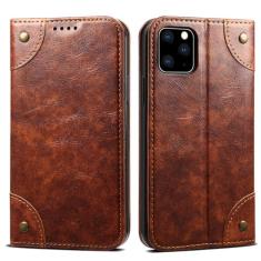 Capa carteira de couro flip para iphone 15 14 13 12 11 Pro X Xs Max Xr 7 8 Plus Bolsa magnética com capa para telefone, marrom claro, para iPhone 11 Pro