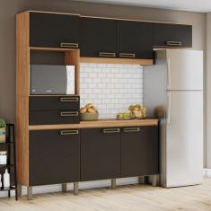 Cozinha Compacta 7 Portas 2 Gavetas Nature/Preto B107 - Briz