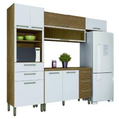 Armário de Cozinha Completa Com Balcão Ametista Kits Paraná Nicho Para Micro-Ondas 8 Portas 5 Gavetas