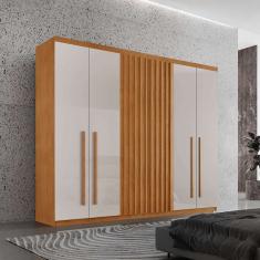 guarda-roupa casal torino 100% mdf 6 pt 4 gv lle e off white