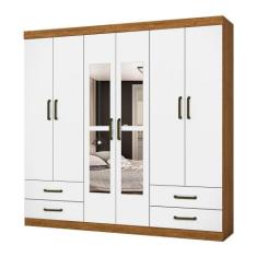 Guarda Roupa Casal Lu 6 portas 4 Gavetas Com Espelho Carioca Móveis, F
