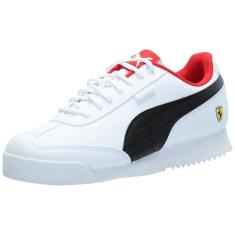 PUMA Tênis masculino Ferrari Roma Via, branco-cinza vapor, 42, Branco/preto, 42