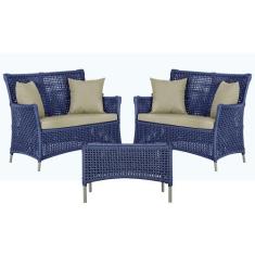 2 Sofás Área e Mesa Igapó Alumínio Pintura Fendi Corda Náutica Estofad