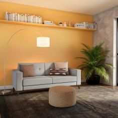 Sofá 3 Lugares Calmness Pés e Base em Madeira Linho Cotton Cru 180 cm