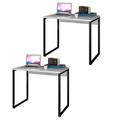 Kit 2 Escrivaninhas Mesas De Escritório Studio Industrial 90 M18 Branco - Mpozenato