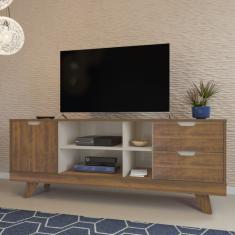 Rack Sala De Estar 1 Porta 2 Gavetas 4 Nichos Michigan Artely Pinho/off White