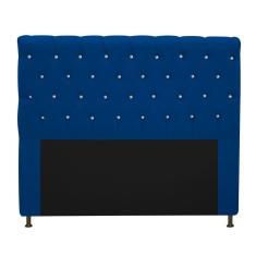 Cabeceira Estofada Cristal 195cm King Size Azul Marinho