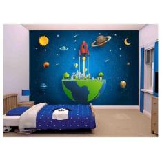 Papel De Parede Infantil Planetas Foguete Lua Azs152 - Você Decora
